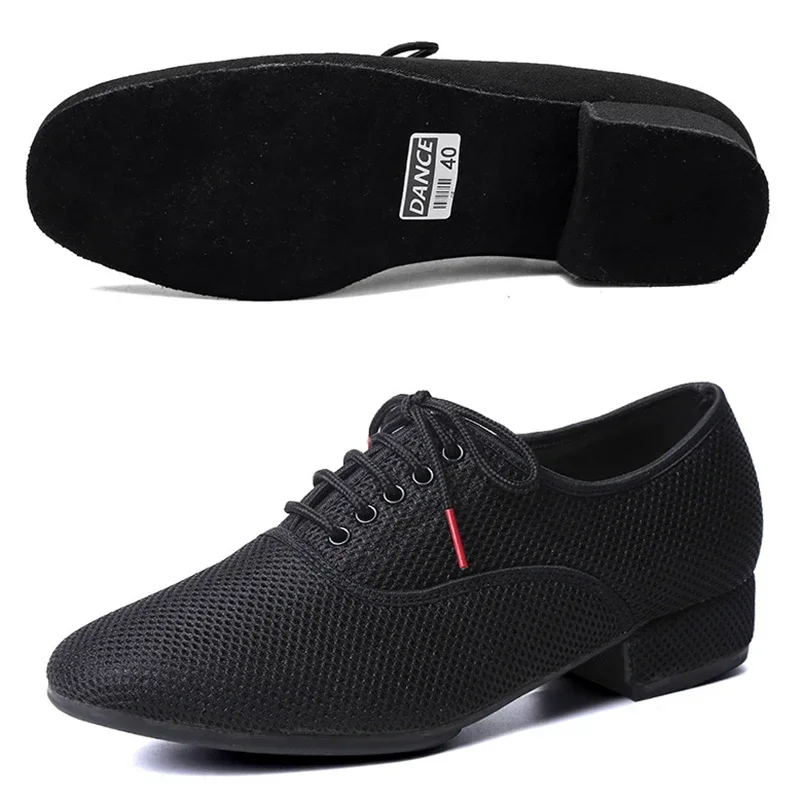 Männliche Latin Dance Schuhe Männer Salsa Jazz Tanzen Jungen Ballsaal Moderne Tango Schuhe Schwarz Mesh Weiche Sohle Mann Training Turnschuhe 39-46 Image