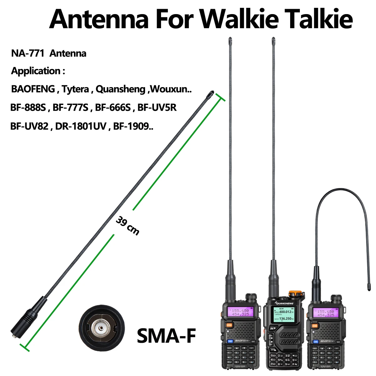 Walkie talkie antenne quan sheng UV-K5 NA-771 SMA-F uhf vhf 136 ~ 174 mhz 400 ~ 470mhz zwei wege raido talki walki für baofeng UV-5R Image