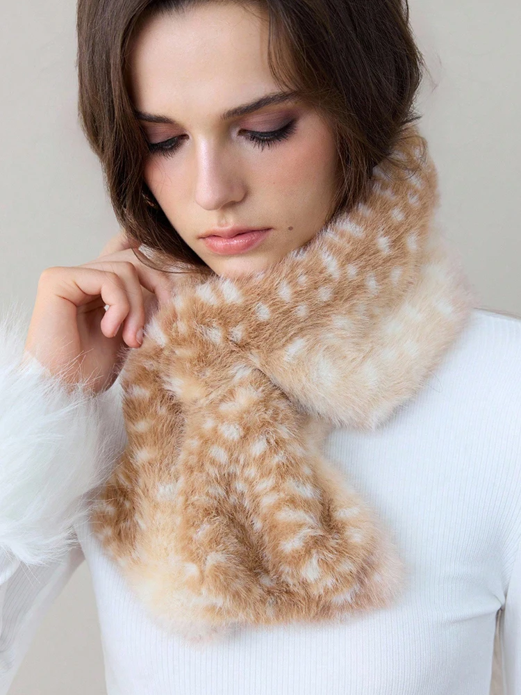 Winter Harajuku Elch Plüsch Schal Weihnachten Geschenk Deer Drucken Warme Schal Geweih Haarband Cosplay Neue Jahr dekoration Zubehör Image