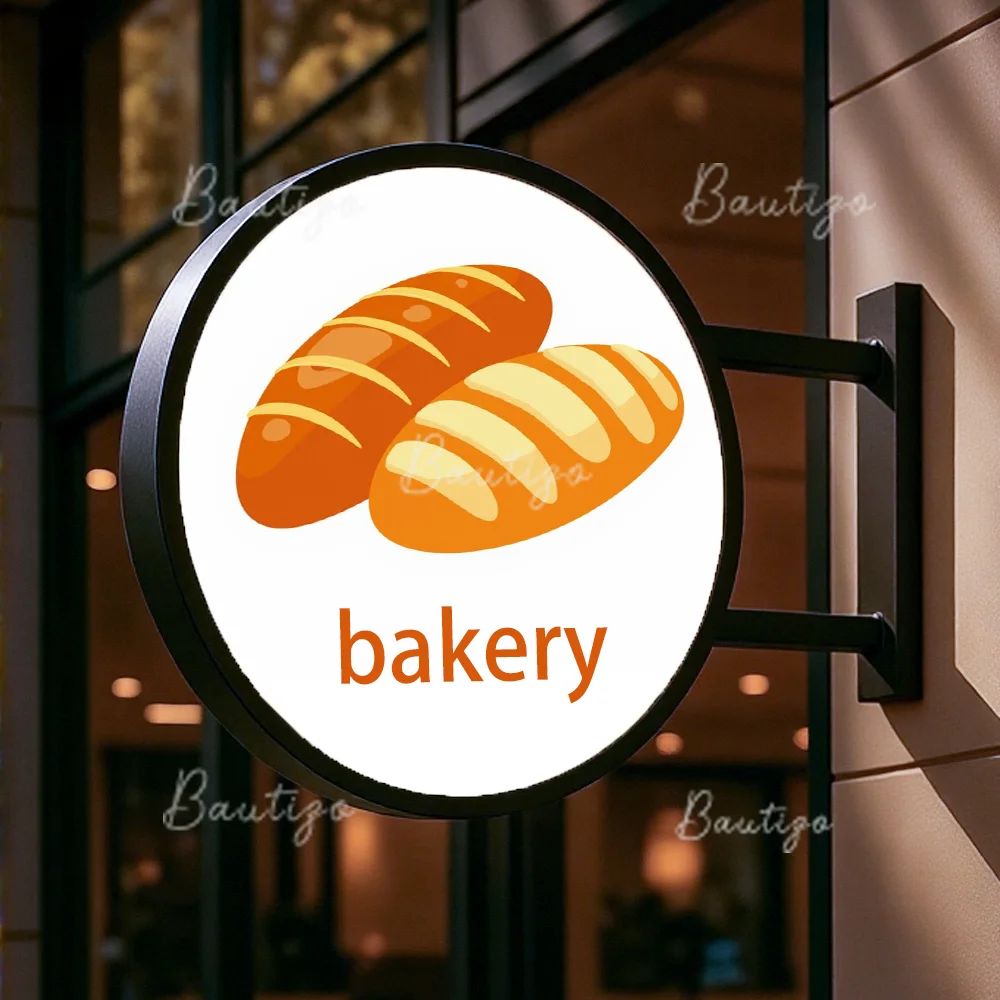 Benutzerdefinierte runde wasserdichte Acryl-LED-Bäckerei-Backlichtbox für den Außenbereich, Business-Schild, doppelseitig beleuchtete Werbedisplay Image