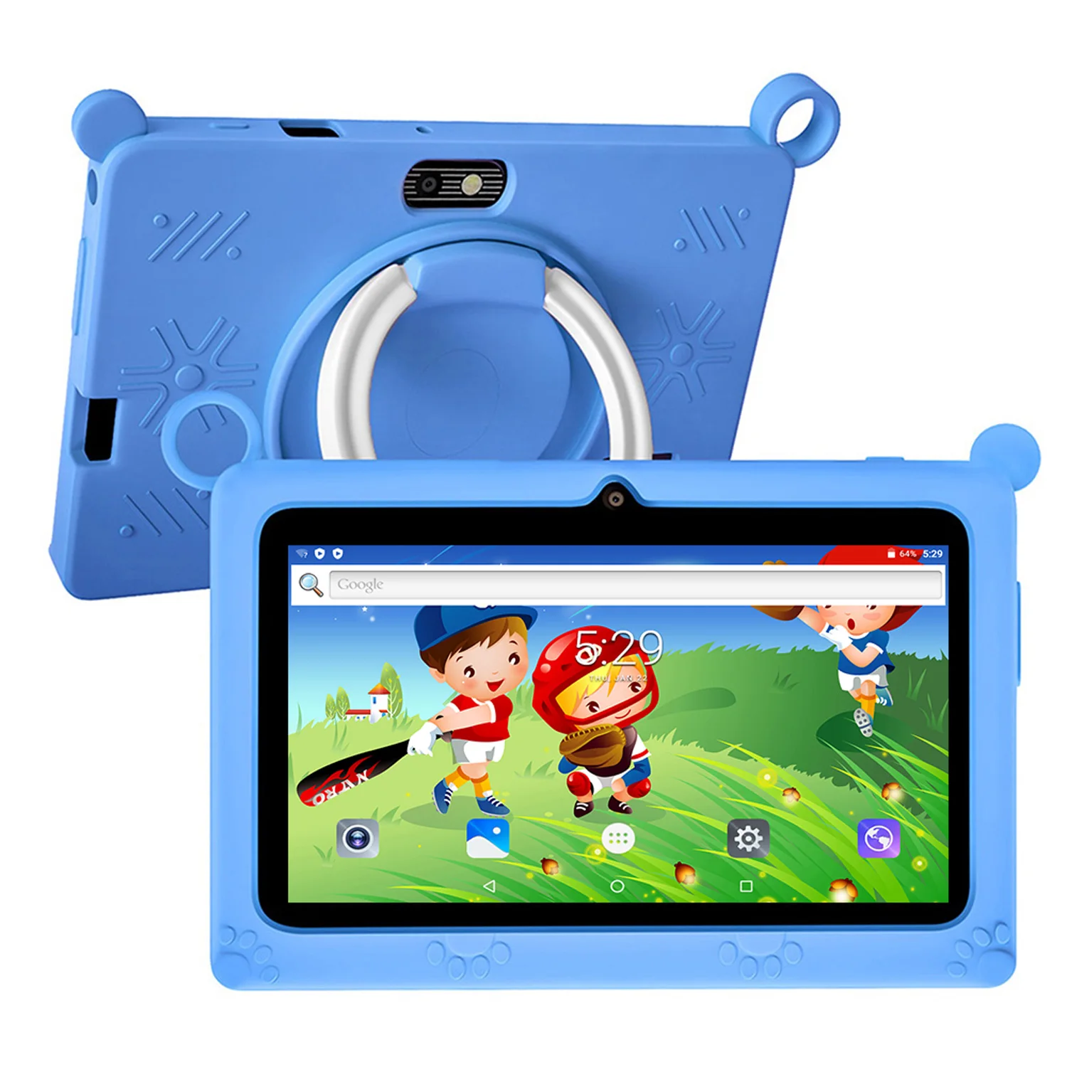 Neue globale Android-Version 7 Zoll Tablets Quad Core 4 GB + 64 GB ROM 5G WiFi Google Kids Tablets Tragbare kindersichere Schutzhülle Image