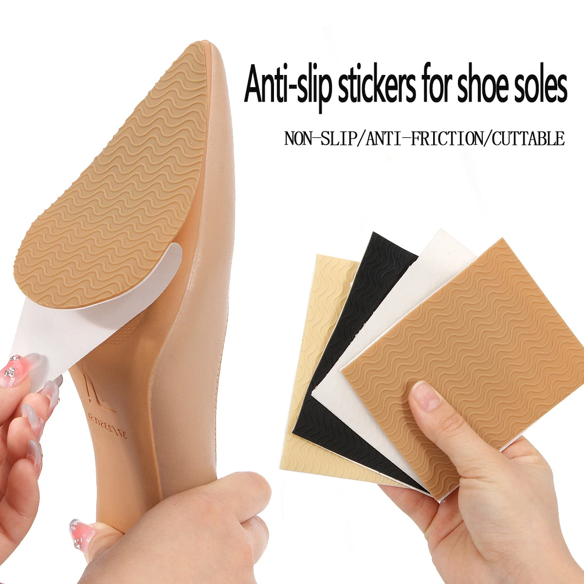 1 Paar verschleißfeste, rutschfeste Schuhmatte, selbstklebende Aufkleber für den Vorfuß, High Heels, High Heel-Sohle, Schutz, Gummipolster Image