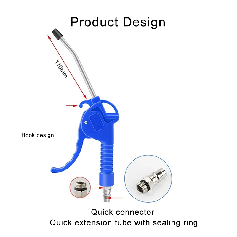 Hochdruck Staub Blasen Pistole Pneumatische Hardware Werkzeug Staub Entfernung Pistole Blasen Luft Ruß Blasen Pistole Luftpumpe Erweiterte Düsen Image