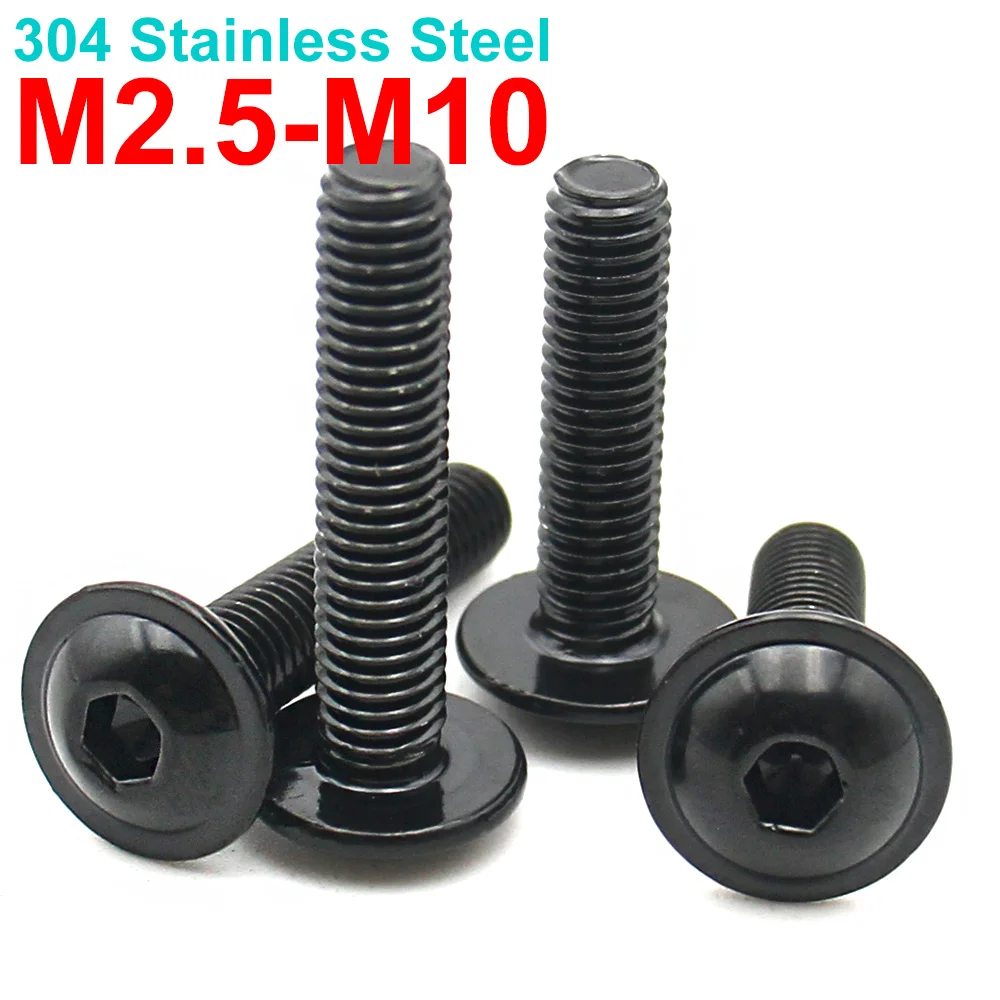 2–40 Stück M2,5 M3 M4 M5 M6 M8 M10 schwarze Innensechskant-Rundkopfschraube aus Edelstahl 304 mit Unterlegscheibe, nationaler Standardverschluss Image