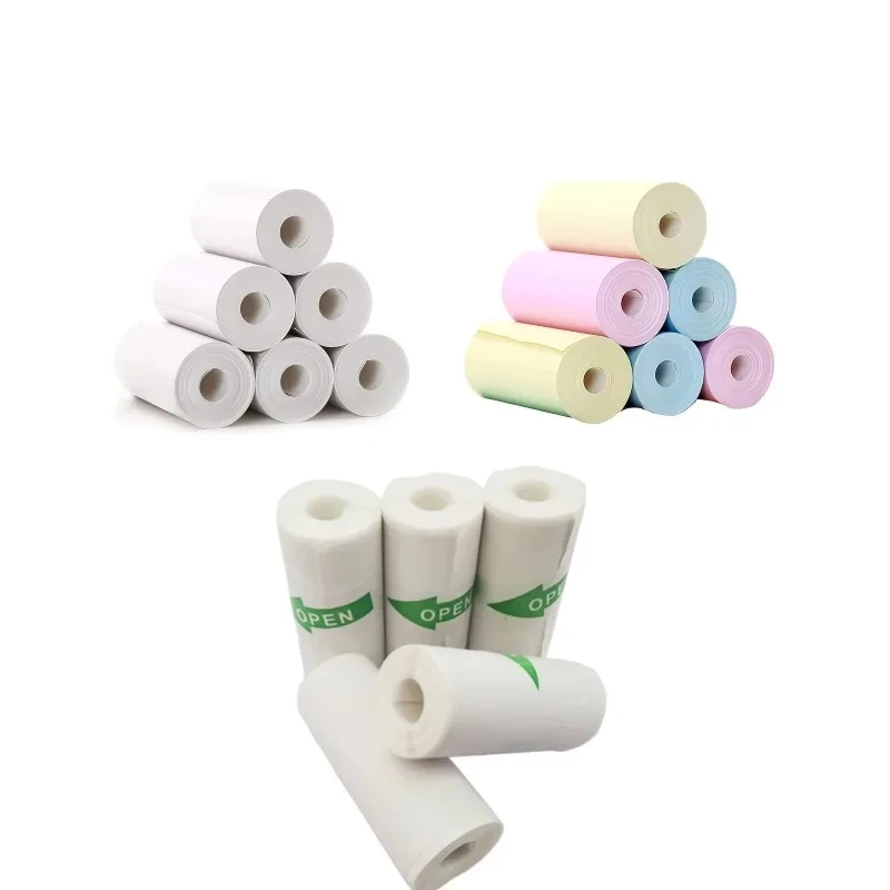 57 x 25 mm Mini-Druckerpapier, Thermo-Etikettenaufkleber, Farbe, Foto, weiß, selbstklebendes Papier für tragbare Mini-Taschen-Mobildrucker Image