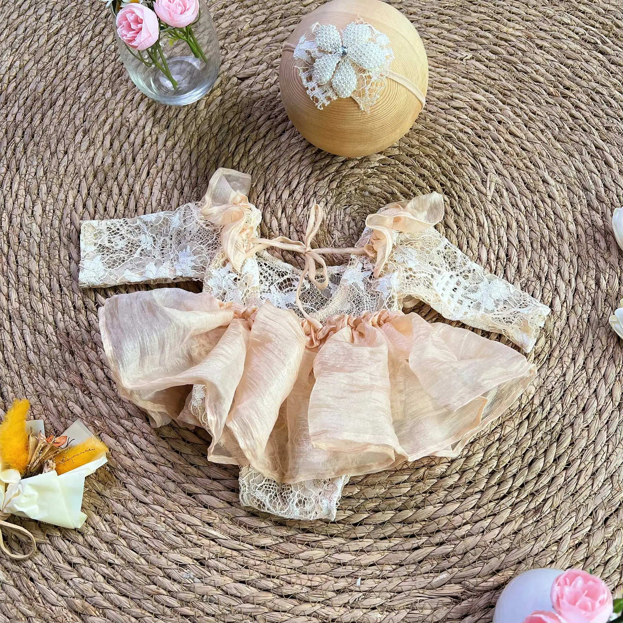 Don&Judy Neugeborenes Mädchen, Fotoshooting-Outfits, süßer Baby-Spitzen-Strampler, Bekleidung, Säuglingsfotografie-Requisiten, Babyparty-Erinnerungen Image