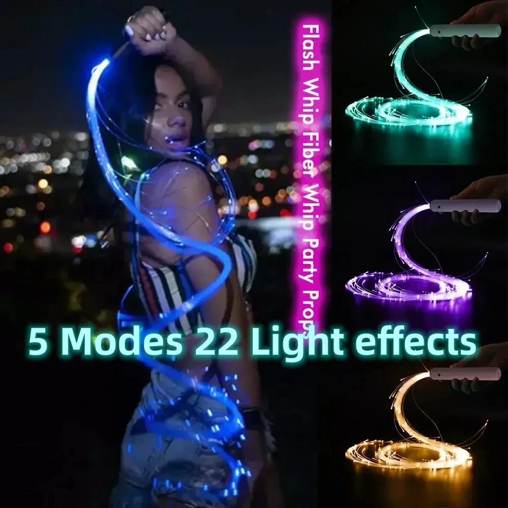 Neue LED-Glasfaserpeitsche 360° ° Drehbare leuchtende Peitsche, RGB-Pixel, leuchtender Fluss, Spitze, Disco, Tanz, Festival, Nacht, Party, Atmosphäre, Requisiten Image