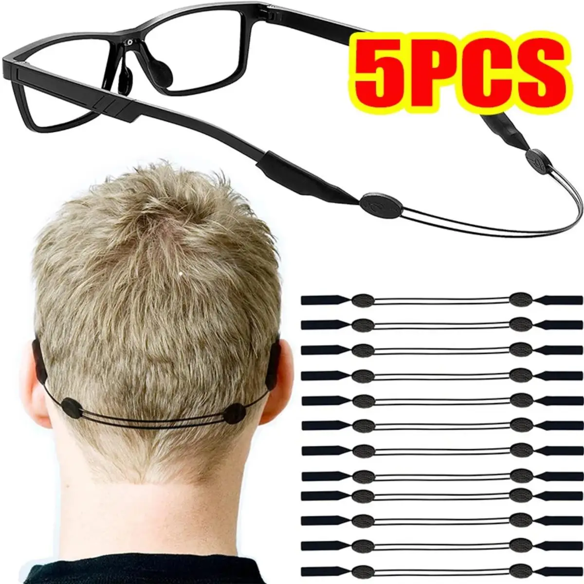5pc Einstellbare Anti-slip Brillen Retainer Universal Fit Brillen Lanyard Sport Sonnenbrille Unisex Halter Strap Lanyard Image
