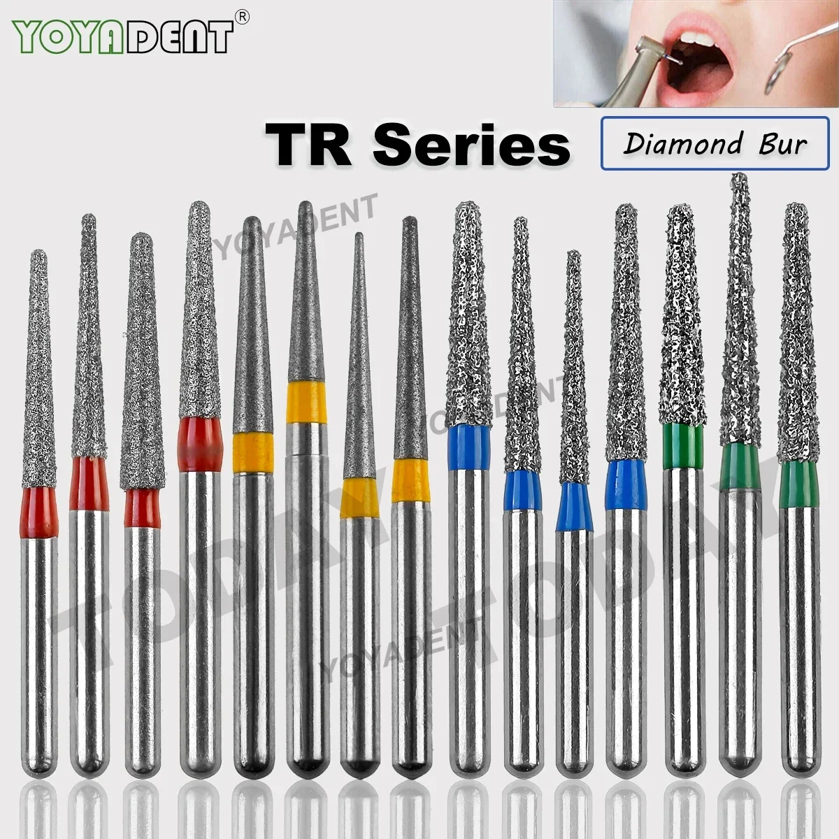 Zahnbohrer, Diamantbohrer, konisches rundes Ende, TR-Typ, extra fein, Standard-Zahnmedizin-Erdbeer-Bohrer, FG-Hochgeschwindigkeitsbohrer, 1,6 mm, 10 Stück Image