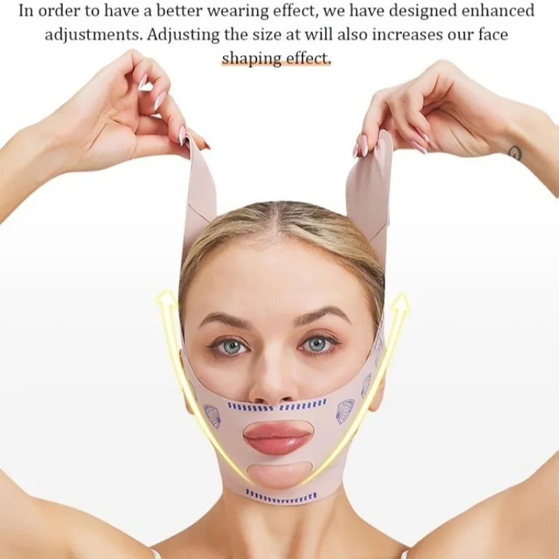 Elastischer V-förmiger Maskenriemen, doppelte Press-Gesichtsformungsmaske, doppelter Kinn-Reduzierer, Gesichts-Schlankheitsverband, Jawline Face Lift-Geräte Image
