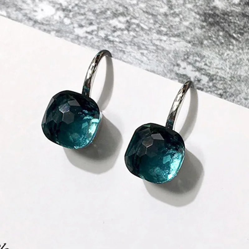 100 % 925 Sterling Silber Candy Style 21 Farben Blau Weiß Rot Grün Gelb Kristall Tropfenohrring Für Frauen Edlen Schmuck