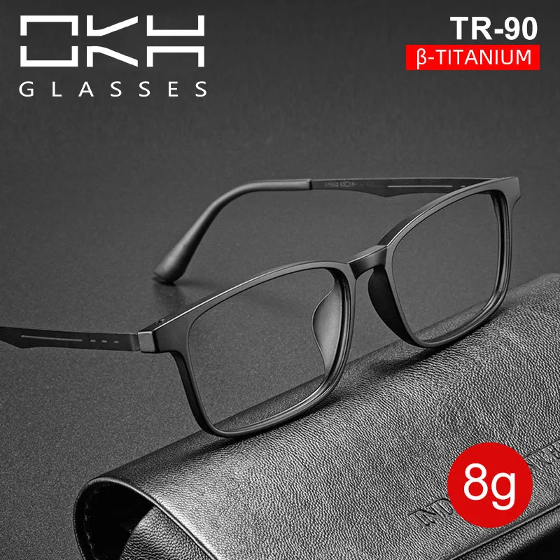 OKH UltraLight Reines Titan Brille Blau Licht Blockieren Lesebrille Männer Myopie Hyperopie Optische Glas Rezept Brillen prescription glasess Image