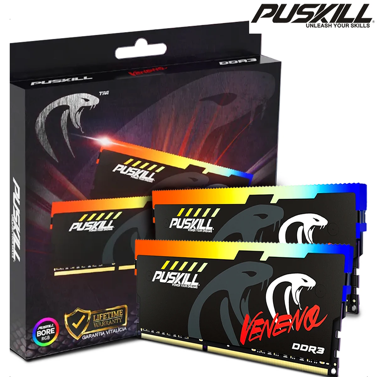 Puskill memoria ram rgb ddr3 8 gbx2 1600mhz 12800s udimm dual channel dimm desktop speicher rams