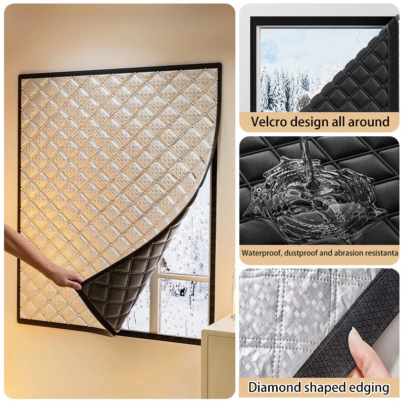 Fenster winddicht, warmer Vorhang, kalter doppelter dicker Verdunkelungsvorhang, schalldichtes Baumwollfenster, schwarzes Ganzstück, kann individuell angepasst werden Image