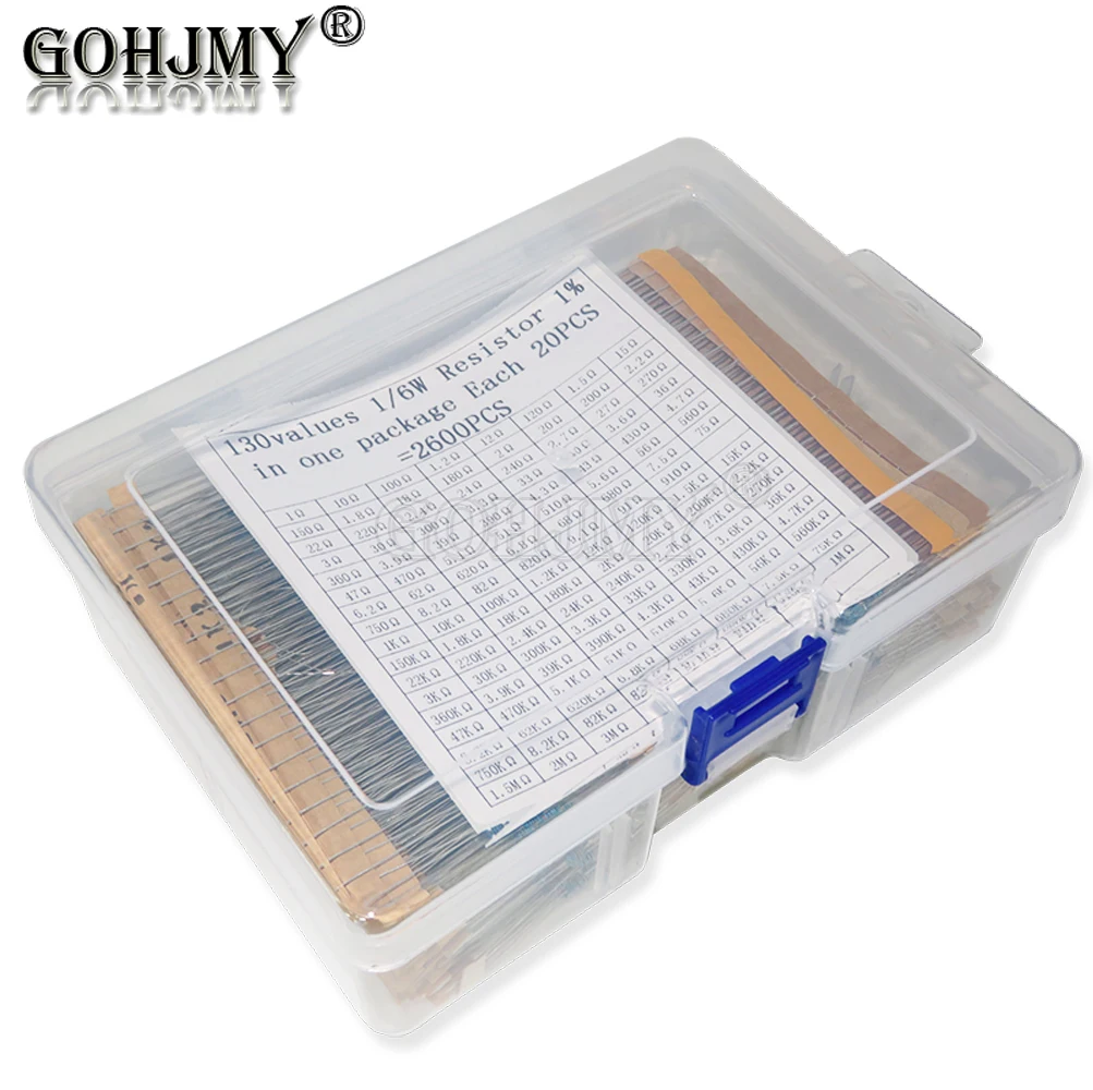 2600 stücke 130 werte * 20 STÜCKE 1/6W 1% Metall Film Widerstände Assorted Pack Kit Set Lot sortiment Feste Kondensatoren 1/6W Widerstände 1K 10K Image