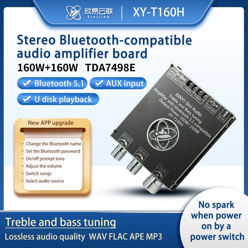 TPA3116D2 TPA7498E Bluetooth 5,0 HIFI 2,0 Kanal Power Audio Stereo Verstärker Bord 50W 100W 160WTREBLE Bass Note Tuning AMP Image