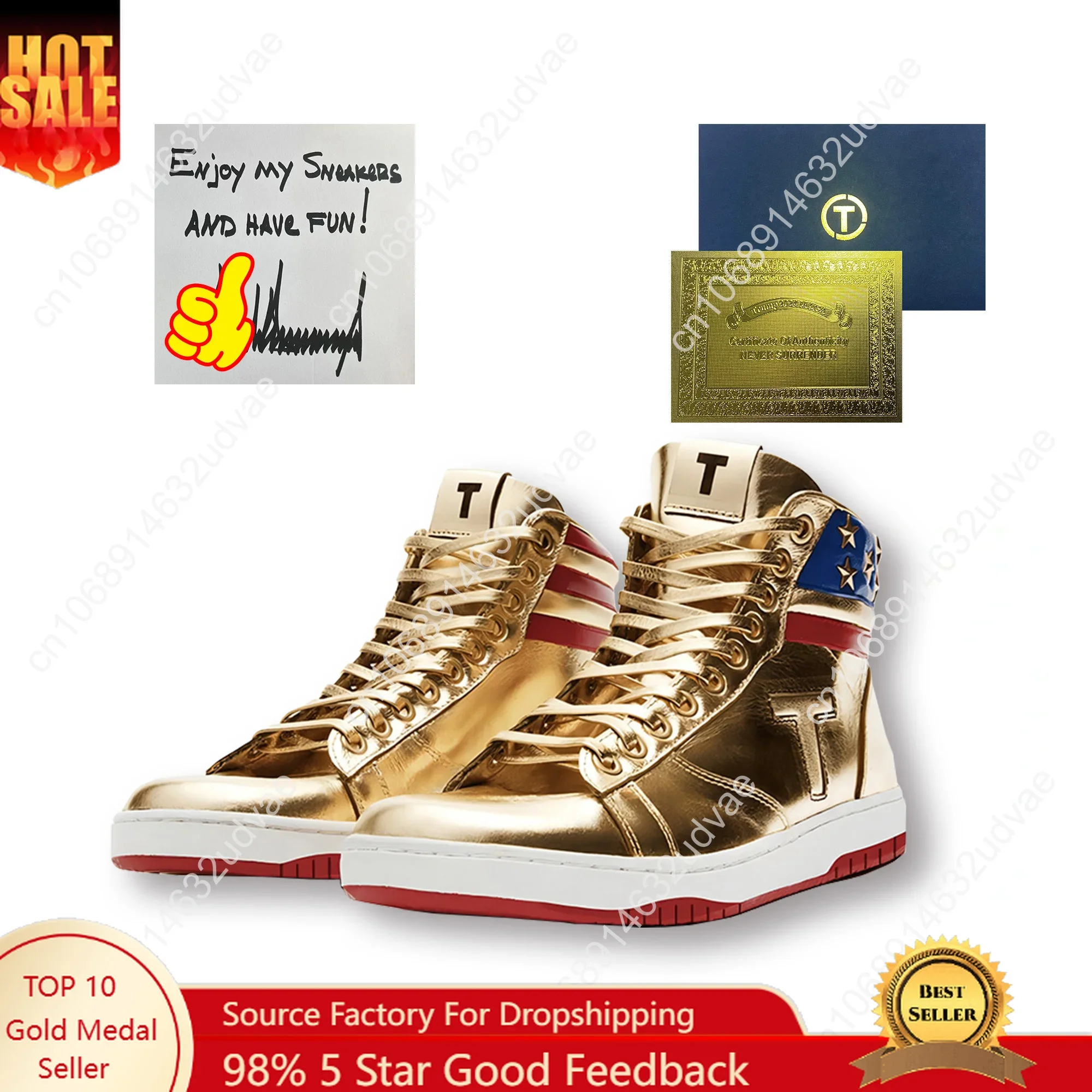 Gold T-Schuhe Won 45 47 MAGA Never Surrender Sneaker Basketball Herren Damen Mode Freizeitstiefel Straßenlaufschuh Große Größe 35-48