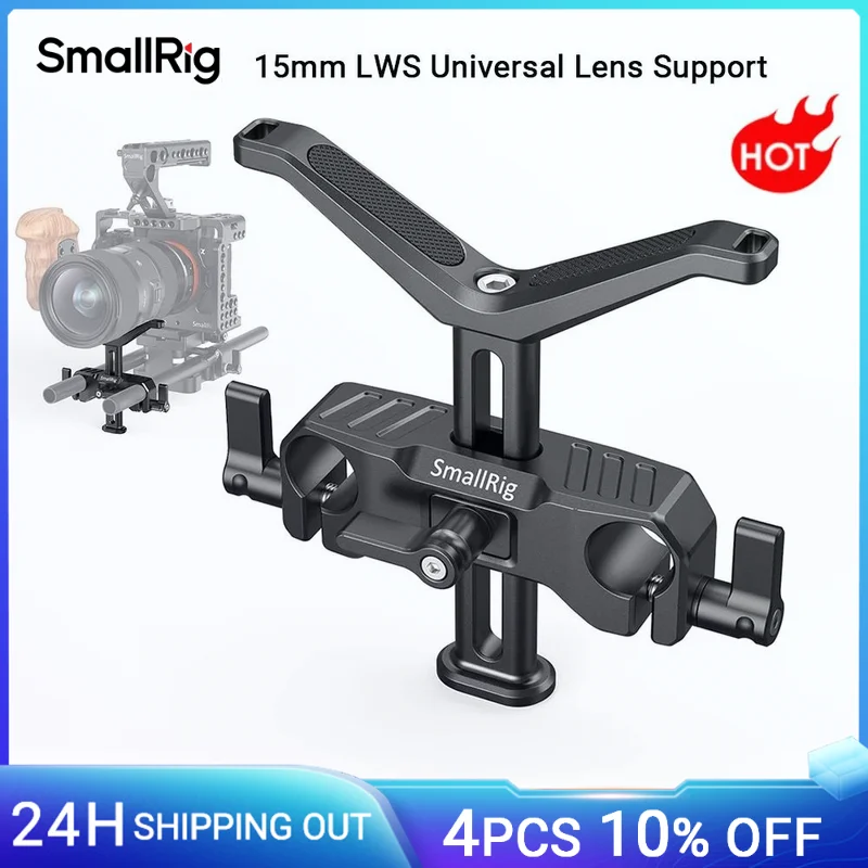 SmallRig 15mm LWS Universal Objektiv Unterstützung Mit 15mm Rod Clamp Für Kamera Objektiv Y-Förmigen Halterung Mit 53,5mm Einstellung-2681 Image