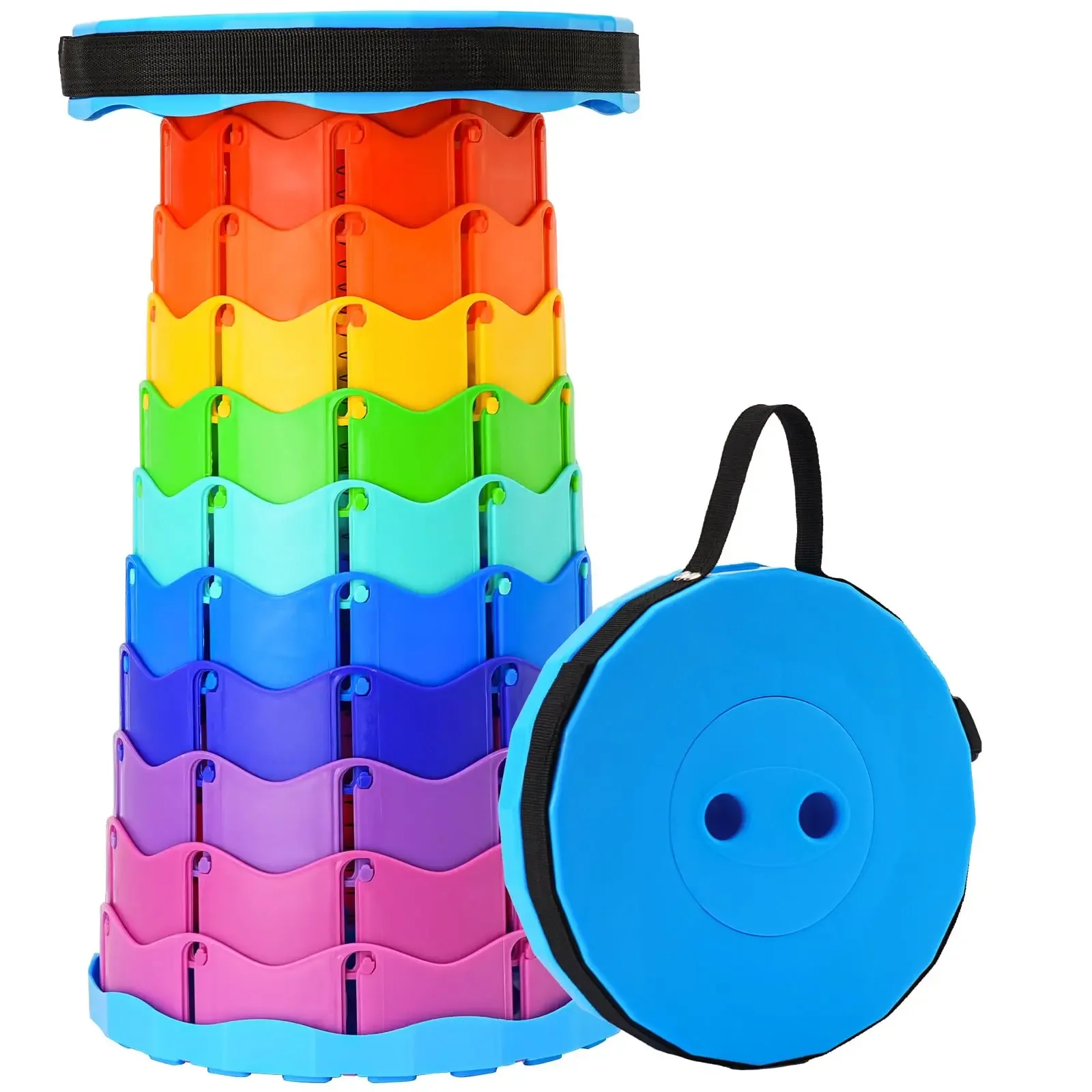 Verbesserter tragbarer, faltbarer Klapphocker, einziehbarer, zusammenklappbarer Campinghocker, geeignet für Erwachsene, Outdoor, Angeln, Gartenarbeit