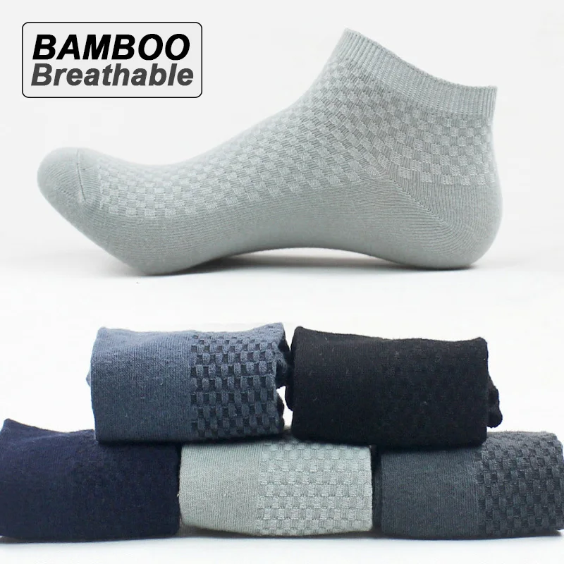 5 Paare/los männer Bambus Faser Socken Business Kurze Atmungsaktive Ankle Socken Männliche Socke Hohe Qualität Große Größe EU39-48 Image