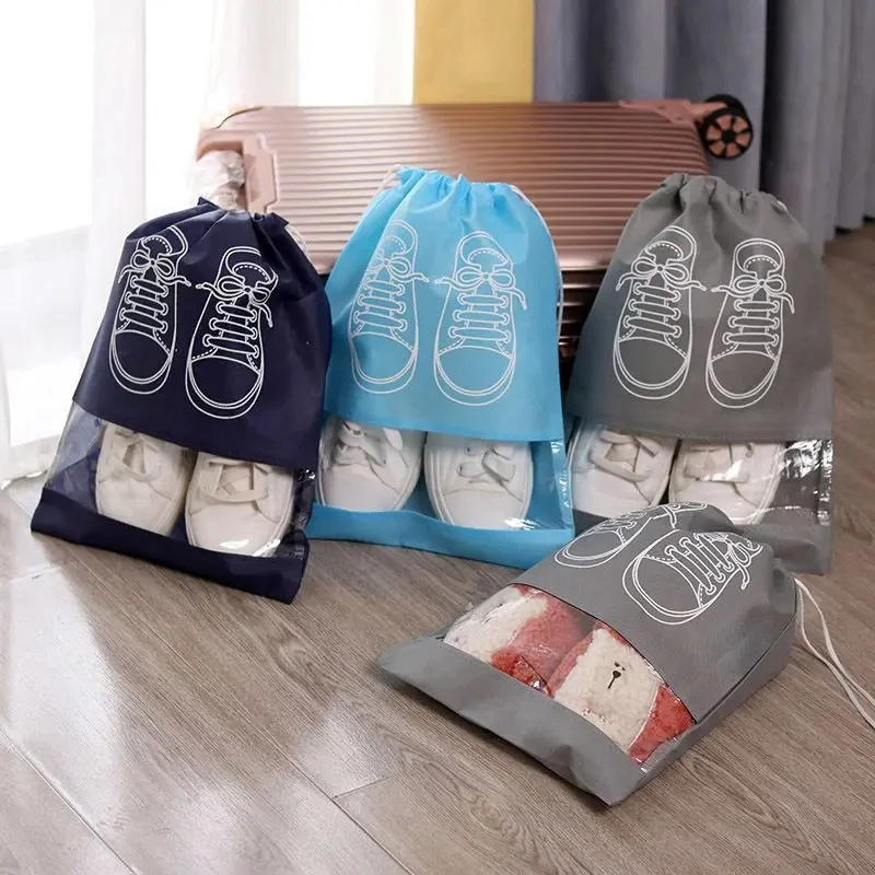 5 teile/satz Schuh Lagerung Tasche Mit Verdickt Vlies Stoff Strap Mund Große Kapazität Reise Wasserdichte Schuh Tasche Feuchtigkeitsbeständig