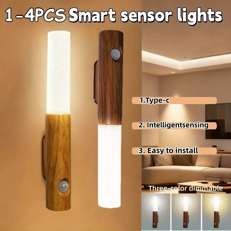Smart Motion Sensor Nachtlicht LED wiederaufladbare magnetische Wandleuchte tragbar für Flur Schlafzimmer Treppen Badezimmer Schränke Dekor