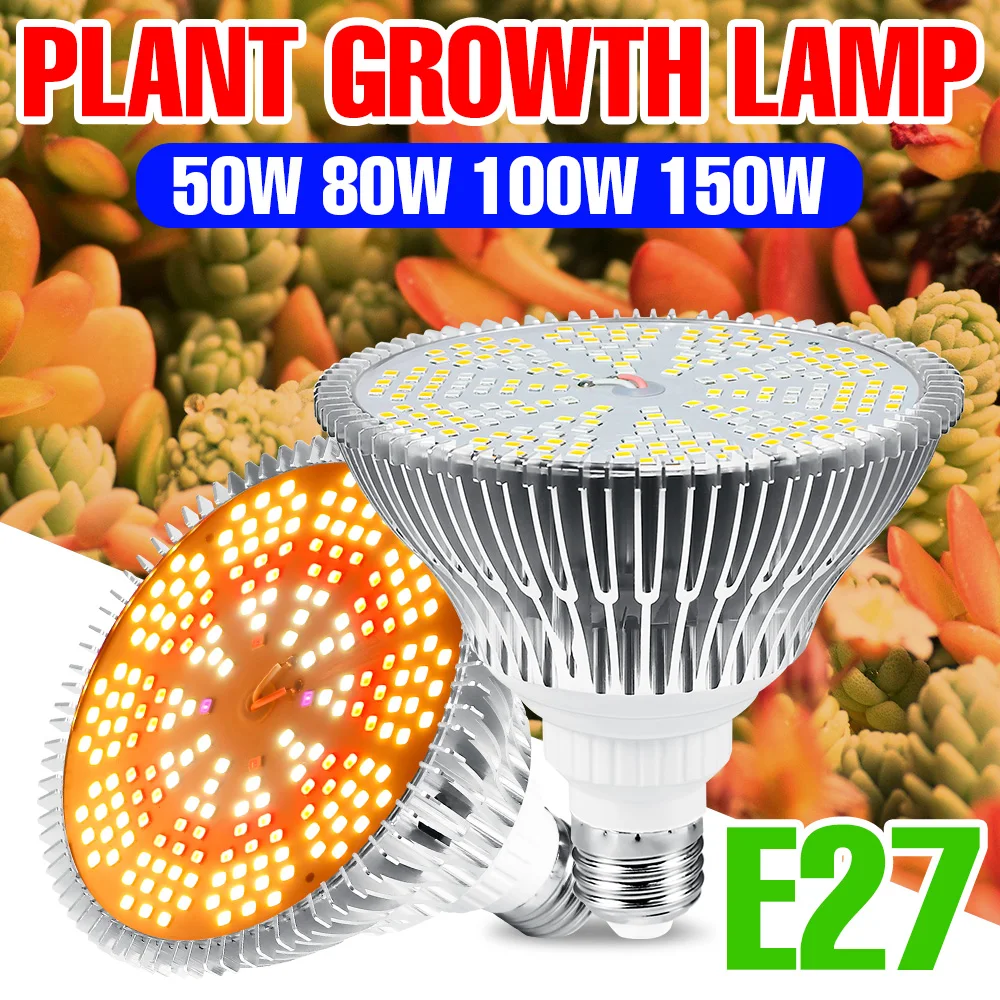Phyto Lampe E27 Hydrokultur Pflanzenwachstumslampe LED Vollspektrum Pflanzenwachstumslicht 50W 80W 100W 150W Samen der Zimmerpflanzungslampe Image