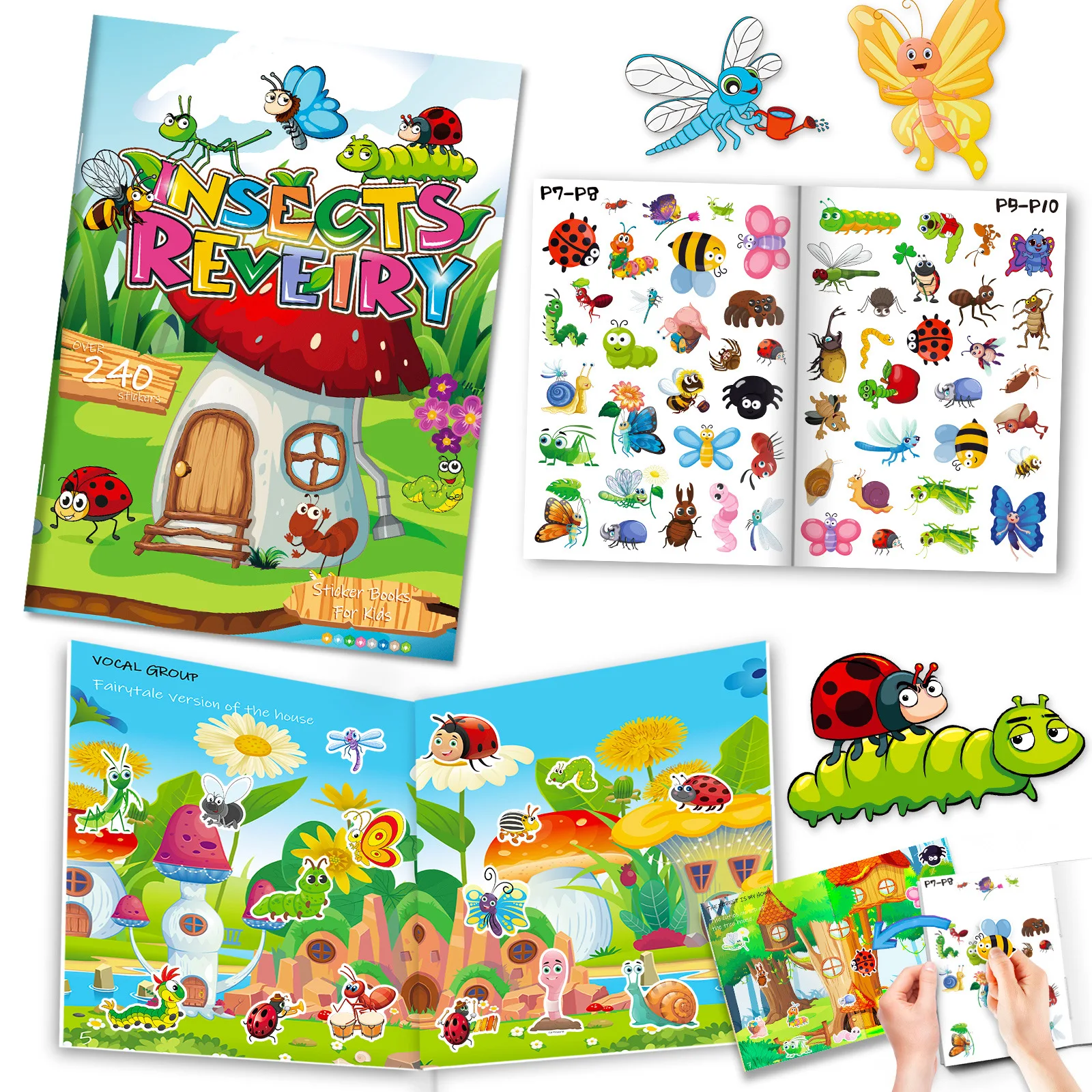 Insekten Thema Aufkleber Buch Kinder Aufklärung Alphabetisierung Ruhiges Buch Grenzüberschreitendes Konzentrationstraining Lernspielzeug Buch