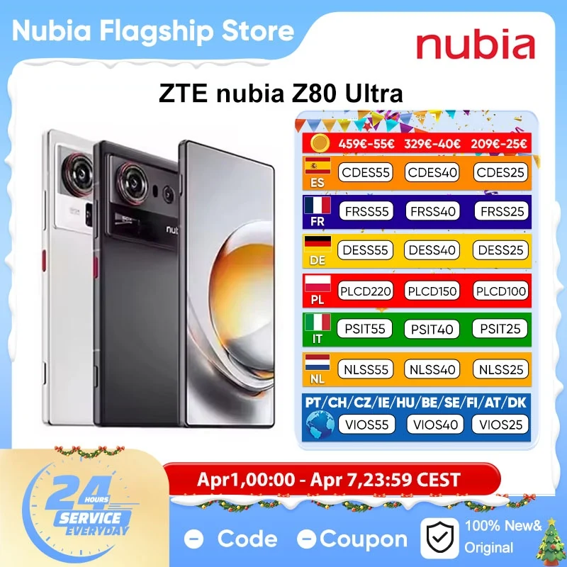 ZTE nubia Z80 Ultra 5G Smartphone 12+256Gb/16+512Gb/1Tb Globale Version Snapdragon 8 Elite Gen 5 7200Mah 6,85'' 144Hz Oled-Display 90W Schnellladung 64Mp+50Mp Ai Kamera NFC Google Play Image