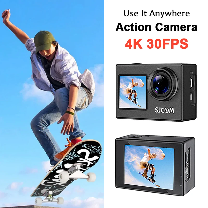 SJCAM SJ4000 Dual Screen 4K Action Kamera 30M Wasserdichte Anti-Shake HD Sport Video Action Kameras Motorrad fahrrad Helm Image