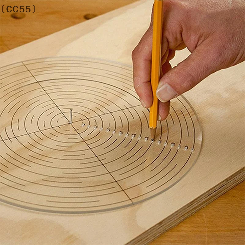 ieniaCC55 Parque20CM/7,87IN Runde Mitte Klarer Kunststoff-Finder Drehmaschine Arbeitskompass Kreismessgerät Verarbeitungswerkzeuge für Holzdrehzeichnungen Image