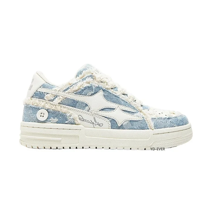 Frauen Schuhe Männer Retro Punk Y2K Stern Skateboard Schuhe Straße Denim Lila Mode Turnschuhe Paar Outdoor Gym Sport Casual Schuhe