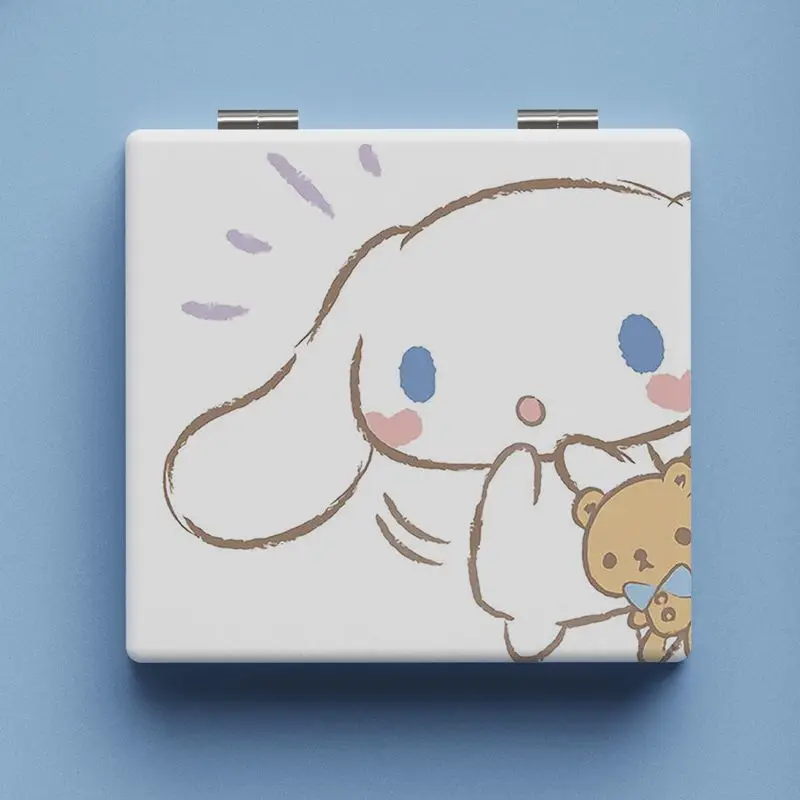 Niedlicher Sanrio-Make-up-Spiegel, tragbarer kleiner Spiegel, Hello Kitty Cinnamoroll Melody, Klappspiegel, doppelseitiges Muster, Geschenk für Mädchen