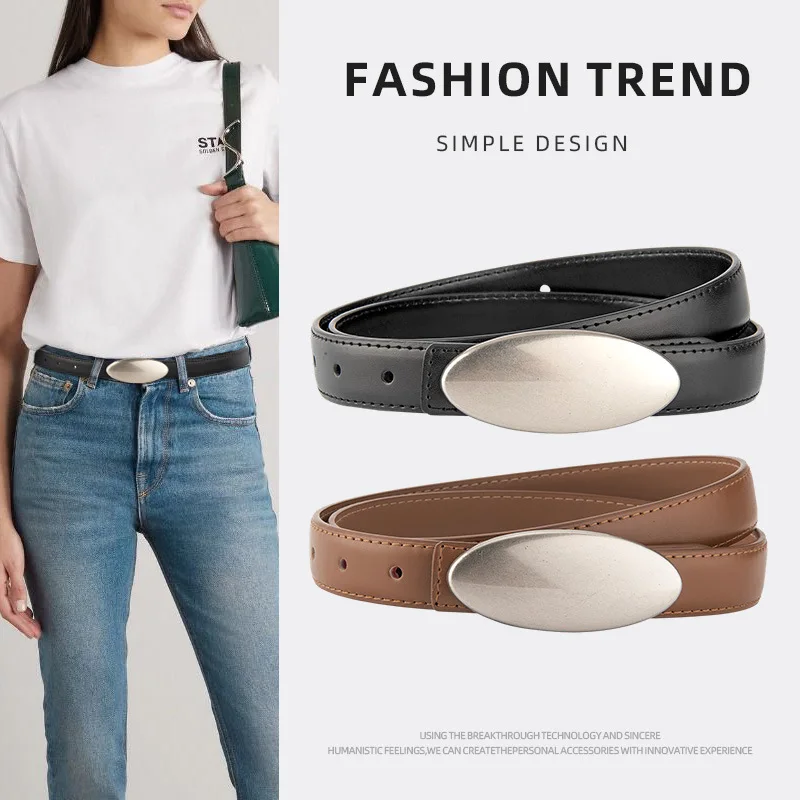 Frauen Mode Silber Schnalle Echtes Leder Korsett Weibliche Kummerbund Mantel Bund Kleid Decration Schmalen Gürtel J1274 Image