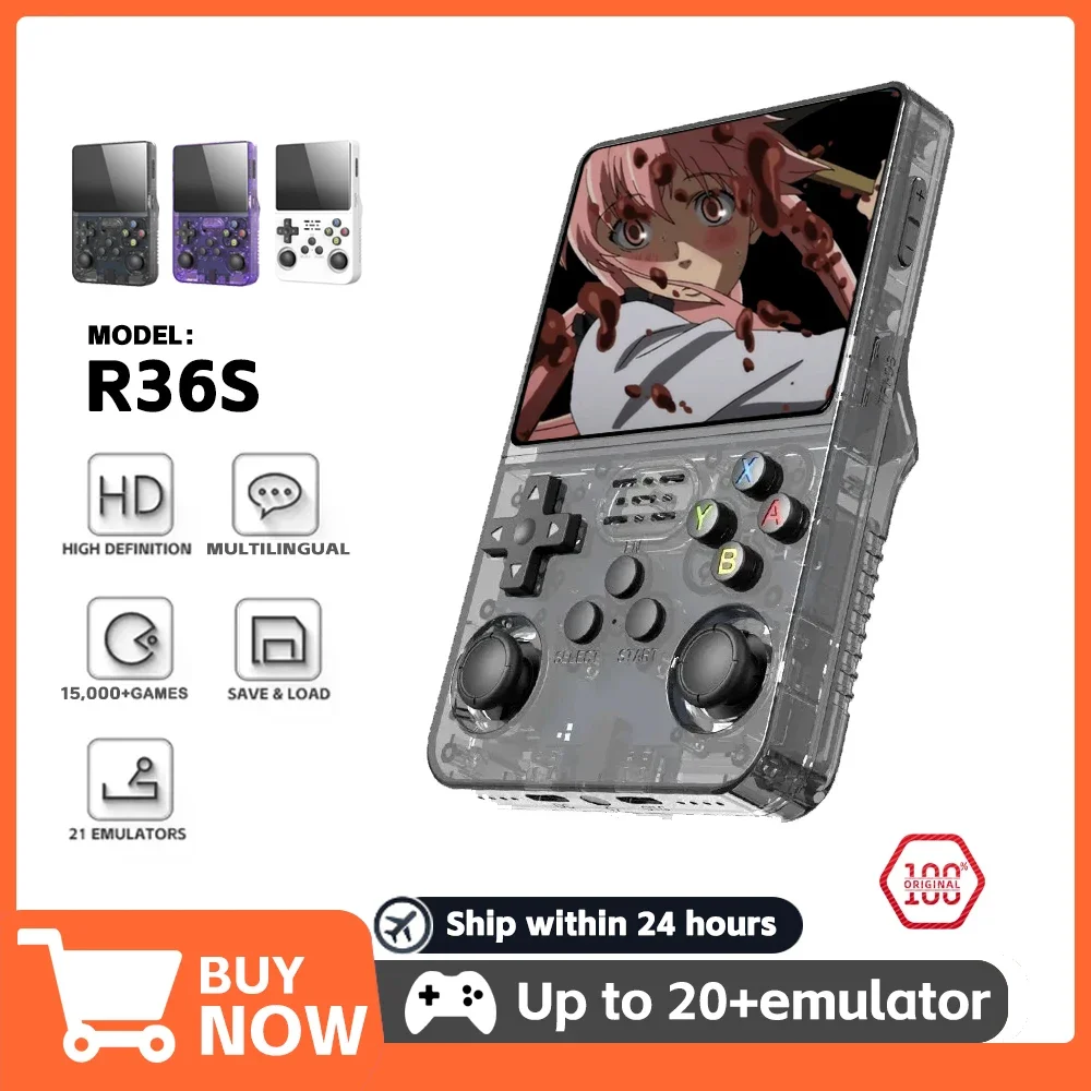 R36s retro handheld videospiel konsole linux system 3,5-zoll ips bildschirm mini tragbarer handheld video player 64gb 3,5 spiele Image