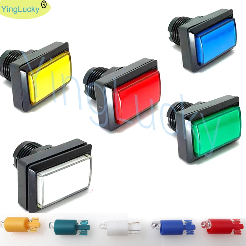 5 stücke Arcade Rechteckigen Push Button LED Beleuchtet Rechteckigen Platz 12 V Licht Mikroschalter Für Arcade Maschine Video spiel Slot Image