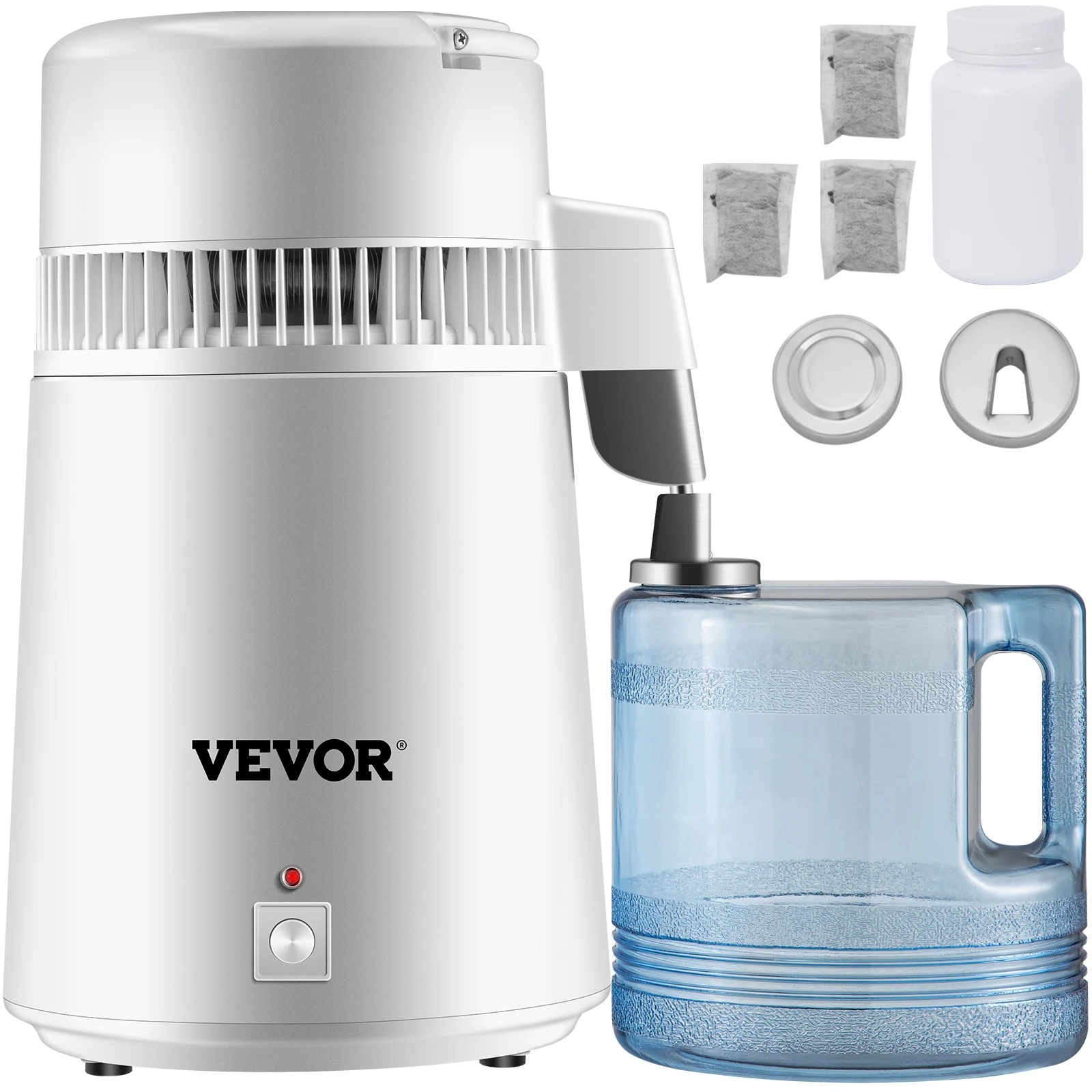 SucceBuy 4L Wasserdestilliergerät, Luftreiniger, Filterspender, Heizung, Trinkflaschenenthärter, Haushaltsgerät aus Edelstahl 304 Image