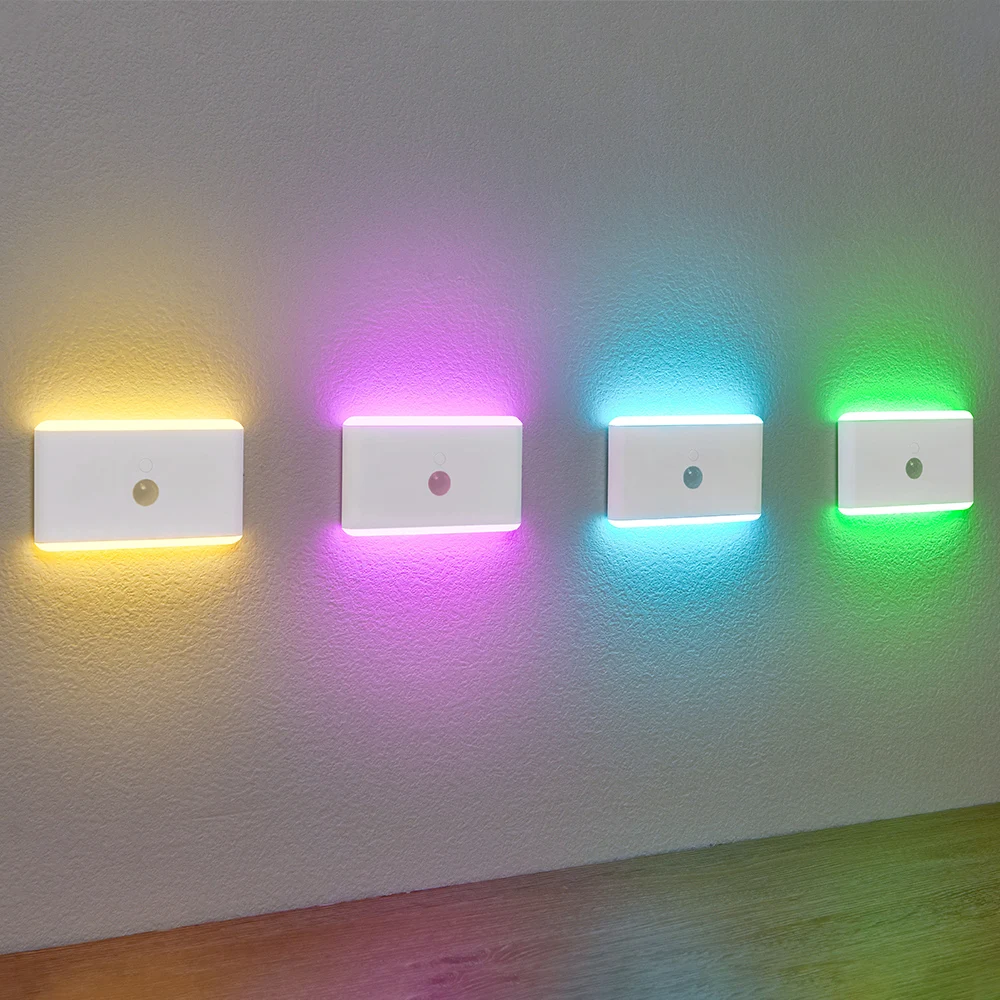 LED-Nachtlicht mit Bewegungsmelder, 3-Modi-Treppenlampe, dimmbare Beleuchtung mit Batterie, für Innenschlafzimmer, Schrank, Geschenk, Camping-Dekoration