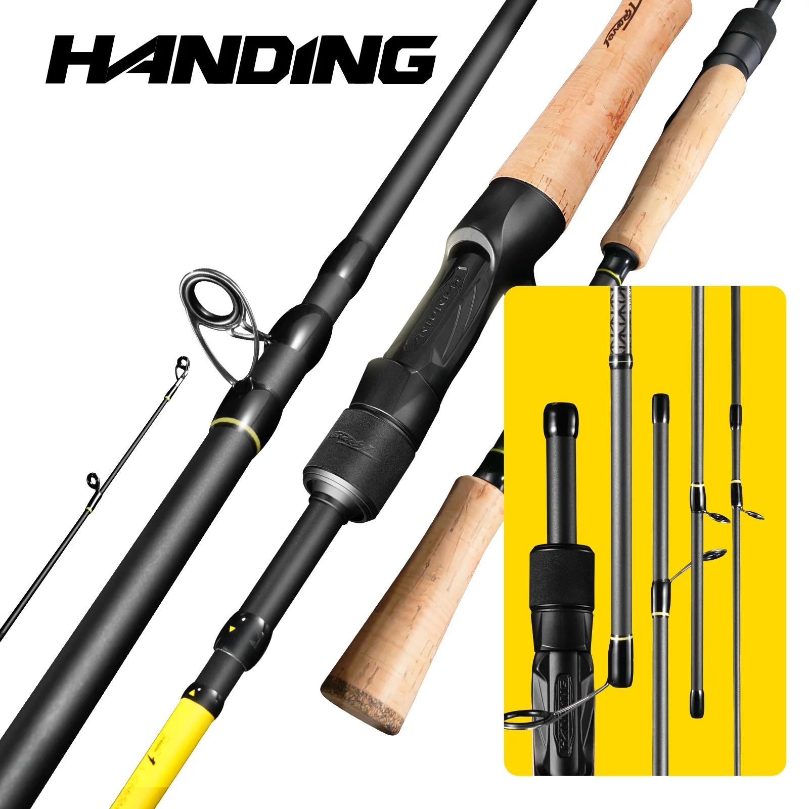 HANDING 40–43 cm Reise-Angelrute, 5–6 Abschnitte, Seaguide-Führungsring, tragbare und schützende Angelrute für Ausflüge, schnelle Aktion Image