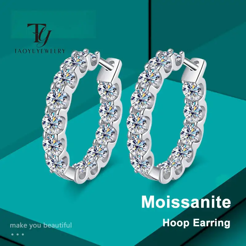 TY 2,6 ct D Farbe Moissanit 925 Sterling Silber vergoldet Weißgold Creolen für Frauen Hochzeit Schmuck