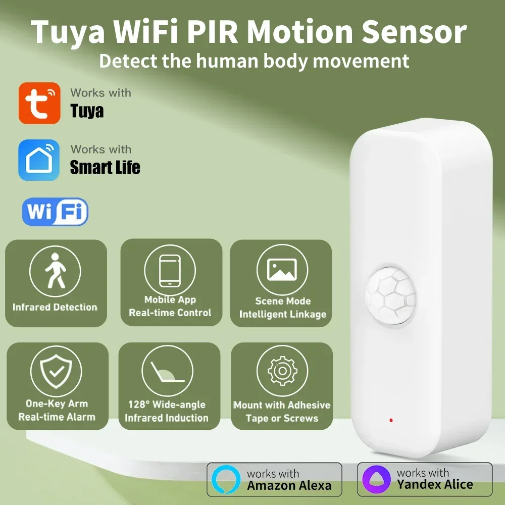 Tuya WiFI Motion Sensor PIR Smart Menschlichen Körper Hause Einbrecher Sensor APP Fernbedienung Smart Leben Für Smart Home Arbeit Mit Alexa Image
