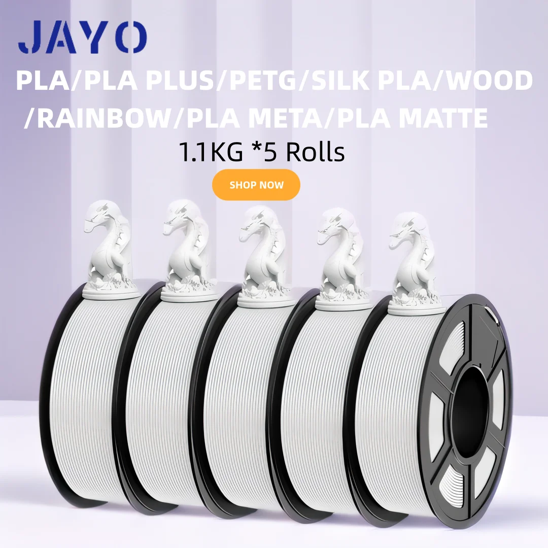 JAYO 5 Rollen 3D-Filament PLA/PLA META/PETG/SEIDE PLA+/Holz/PLA Marmor/APLA 1,75 mm 1,1 kg 3D-Drucker-Filament für FDM Muticolor Image