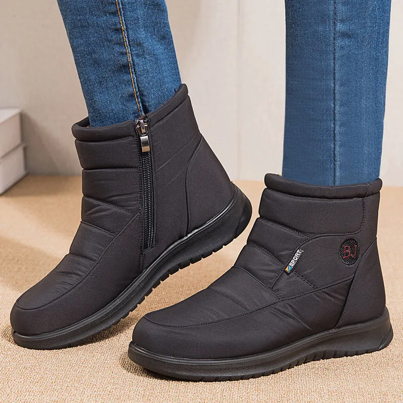 Damenstiefel 2025, Winterschuhe für Damen, Stiefeletten, warmes Fell, Botas Mujer, wasserdicht, niedrige Absätze, Schneestiefel, flache Winterschuhe