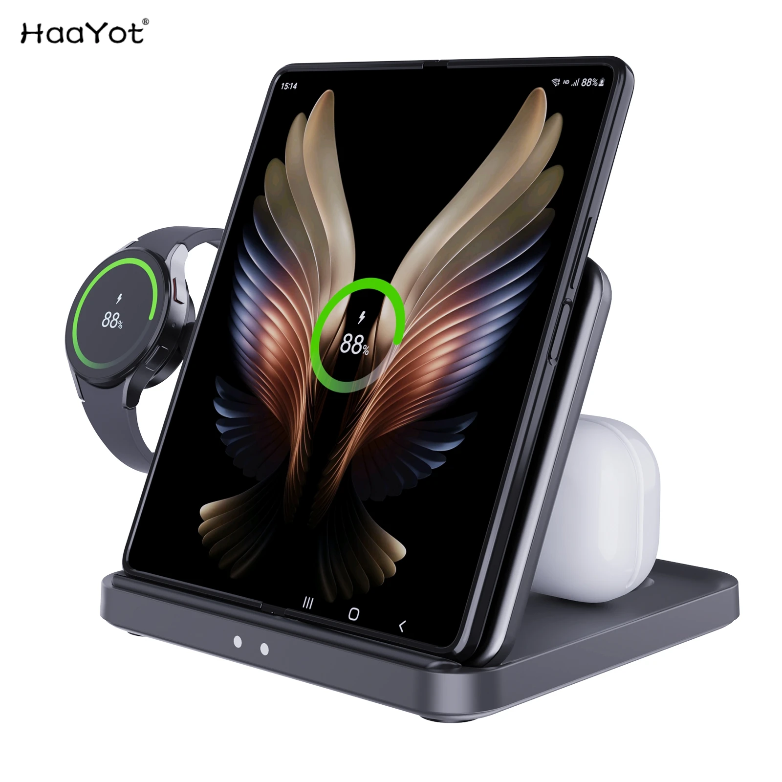 HaaYot Professioneller Galaxy Z Flip & Fold 7 6 5 kabelloser Ladeständer Schnellladestation Dock für S26 Ultra Galaxy Watch Buds Image