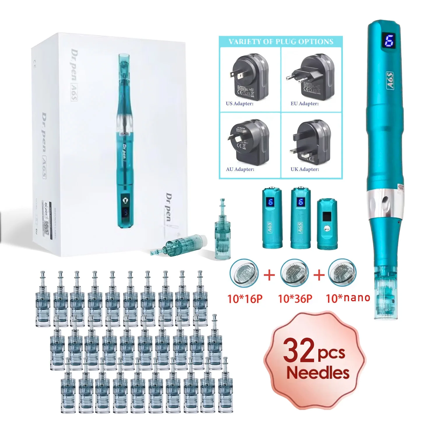 Dr. Pen Ultima A6S Mit 32 Kartuschen Kabelloses Professionelles Derma-Pen Hautpflegegerät Microneedling-Maschine Verjüngungssystem Image