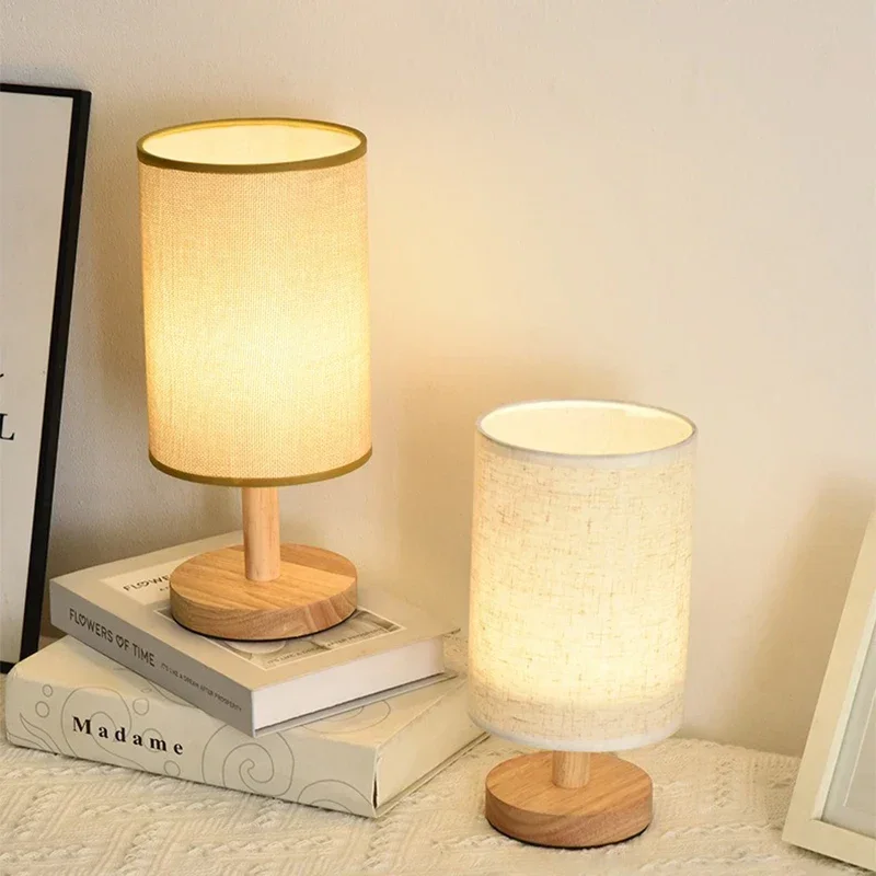 LED-Tischlampen im Retro-Stil, einfacher Stil, Dekoration, Tischlampen, dimmbar, USB-Stecker, Stoff, Lampenschirm, Nachttische, Schlafzimmer, Nachtlicht