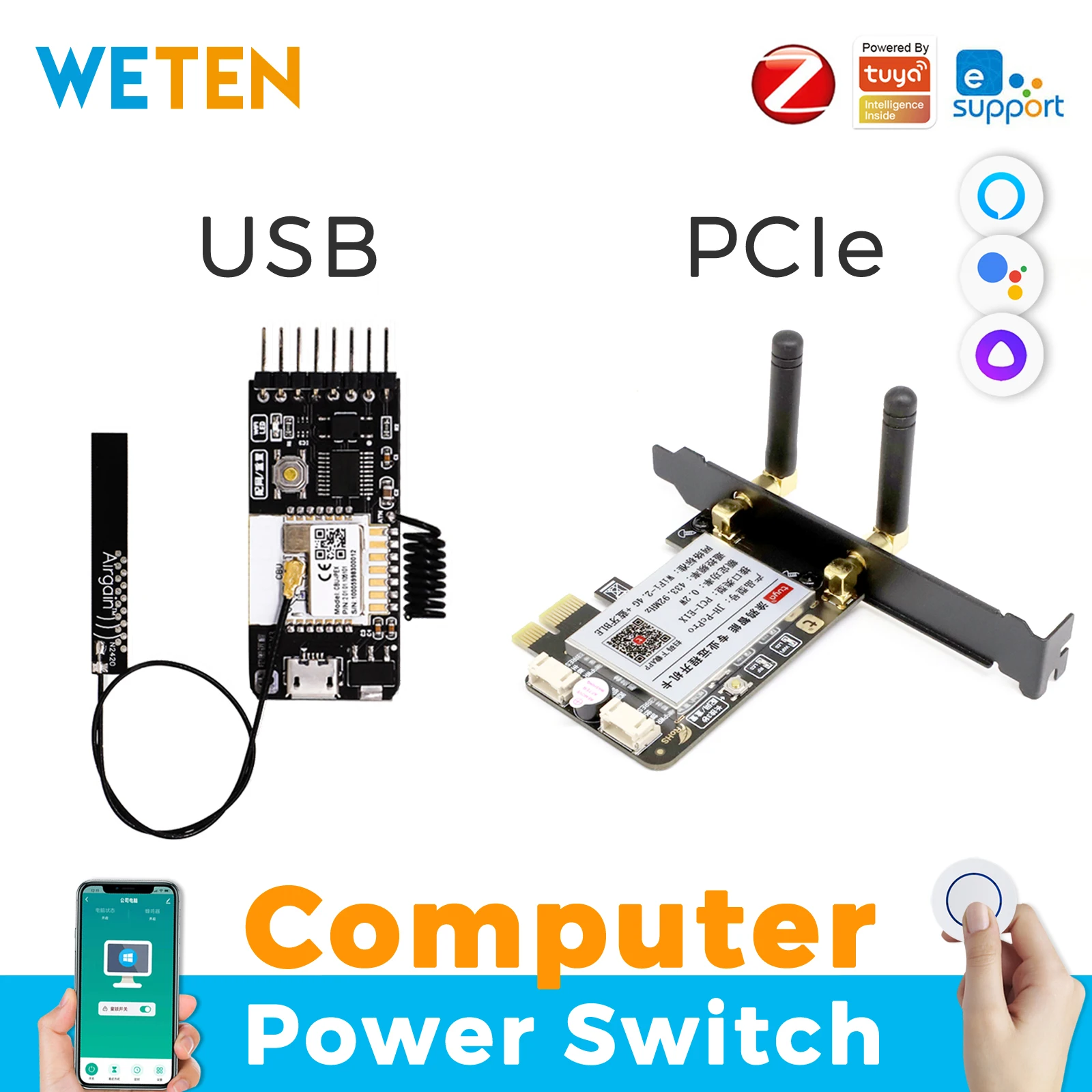 Tuya eWeLink Wifi Zigbee Computer Power Reset Schalter USB PCIe Karte Fernbedienung für PC Desktop-Computer für Alexa Google Hause Image