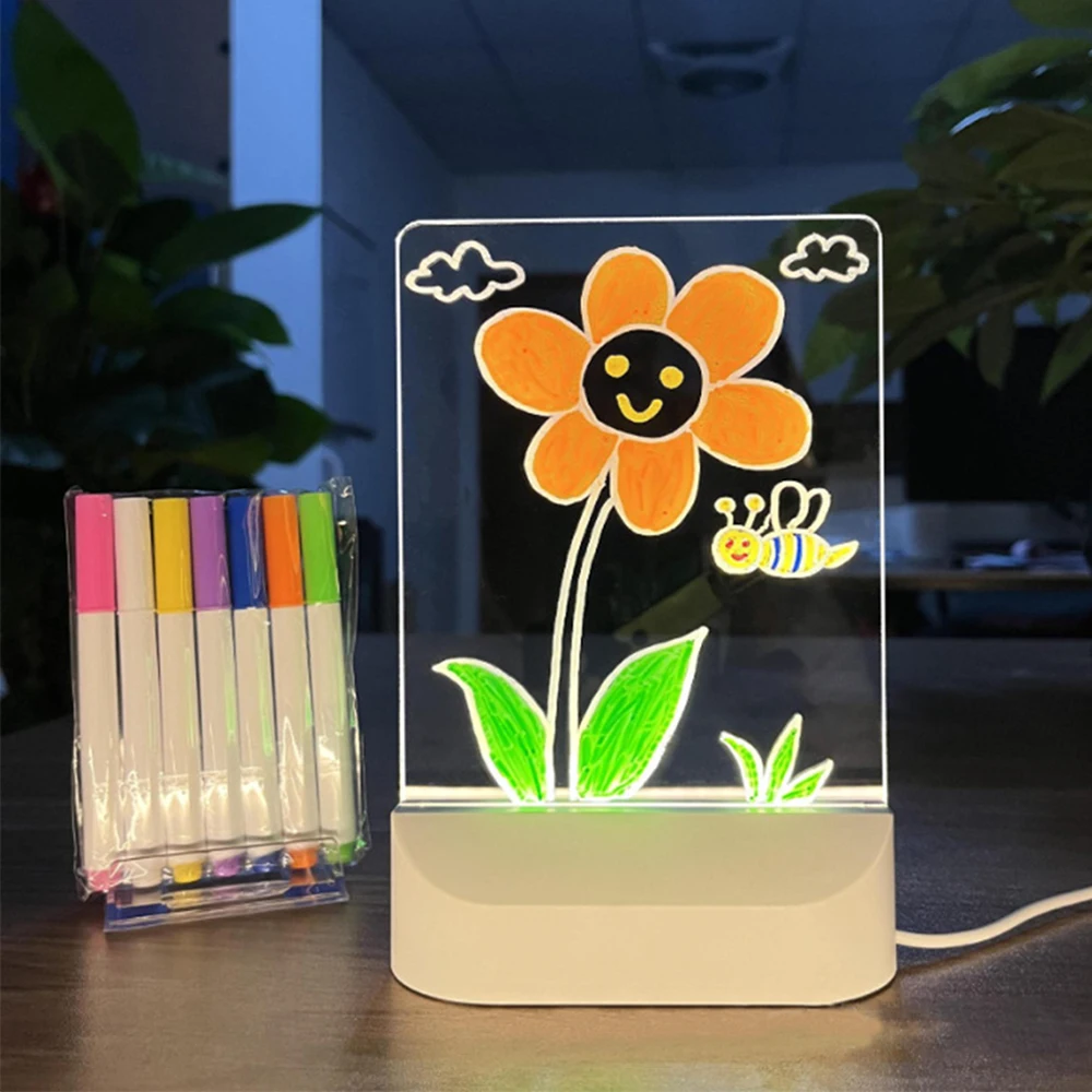 LED-Leuchten Acryl Message Board Löschbares USB-Zeichenbrett Schlafzimmer Nachtlicht Geburtstagsgeschenk Image