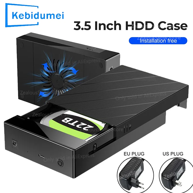 2,5/3,5 Zoll HDD-Gehäuse USB3.0 zu SATA Externe Festplatte, unterstützt 22 TB Festplattengehäuse, 5 Gbit/s Hochgeschwindigkeitsadapter für PC Laptop Image