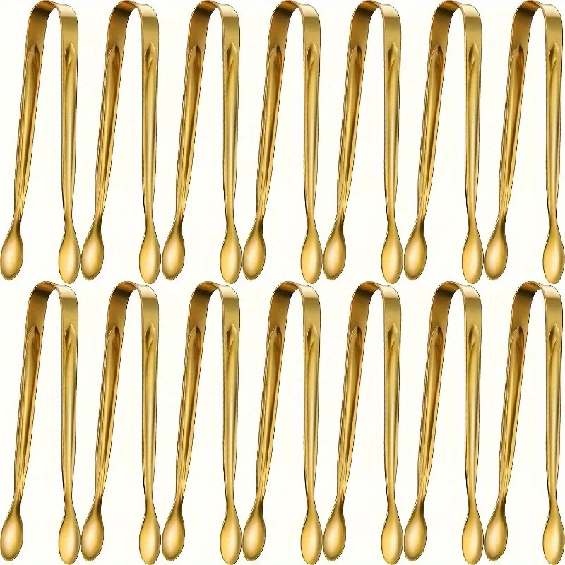 5 goldene Mini-Servierzangen – elegante Vorspeisen- und Snackservierungen aus Edelstahl für Hochzeiten, Partys und Charcuterie-Tabletts Image
